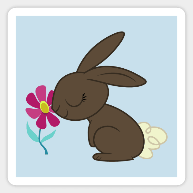 Bunny smelling a flower Sticker by CloudyGlow